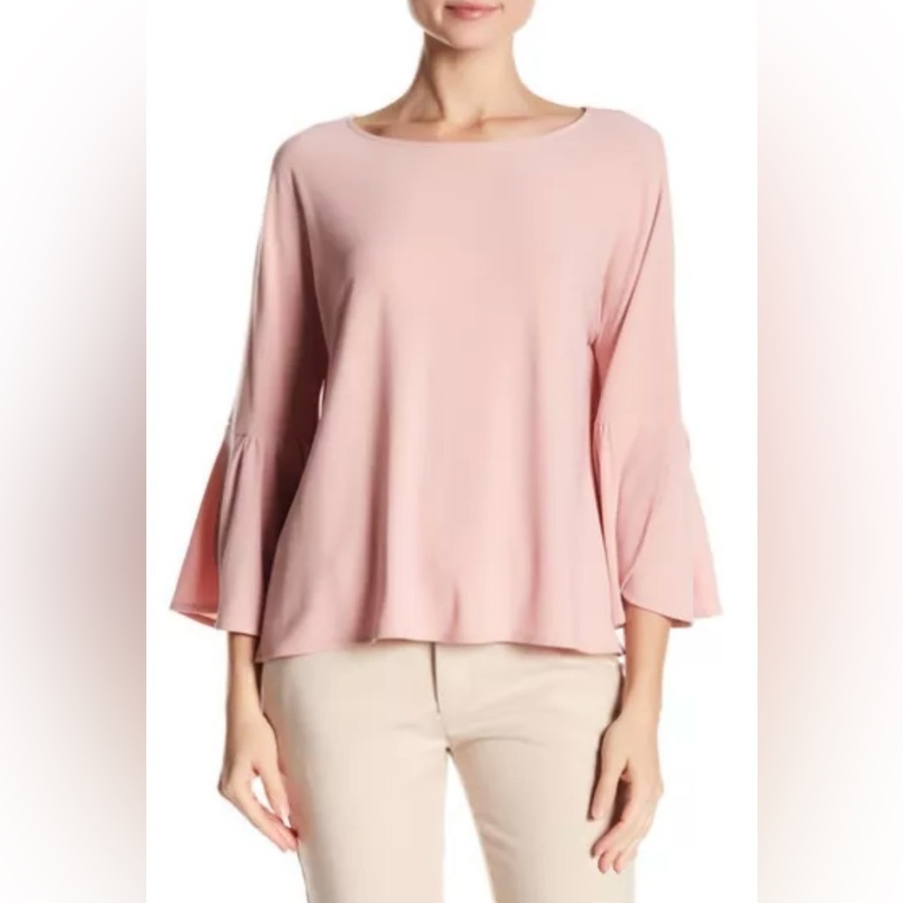 Vince Camuto Women’s Blush Pink 3/4 Split Tulip Sleeve Wide Neck Blouse Size S
